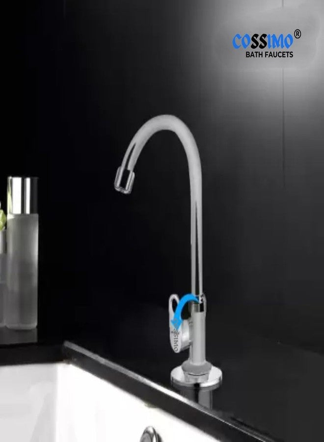 COSSIMO Orio Zinc Alloy Wall Mount Swan Neck Tap with Wall Flange for WashBasin - Pack of 2 - Image 3